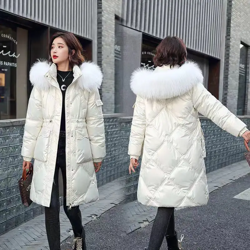 2023 New Women Glossy Cotton-Padded Jacket Mid-Length Thermal Cotton-Padded Clothes Fashion Plus Size Cotton Jacket