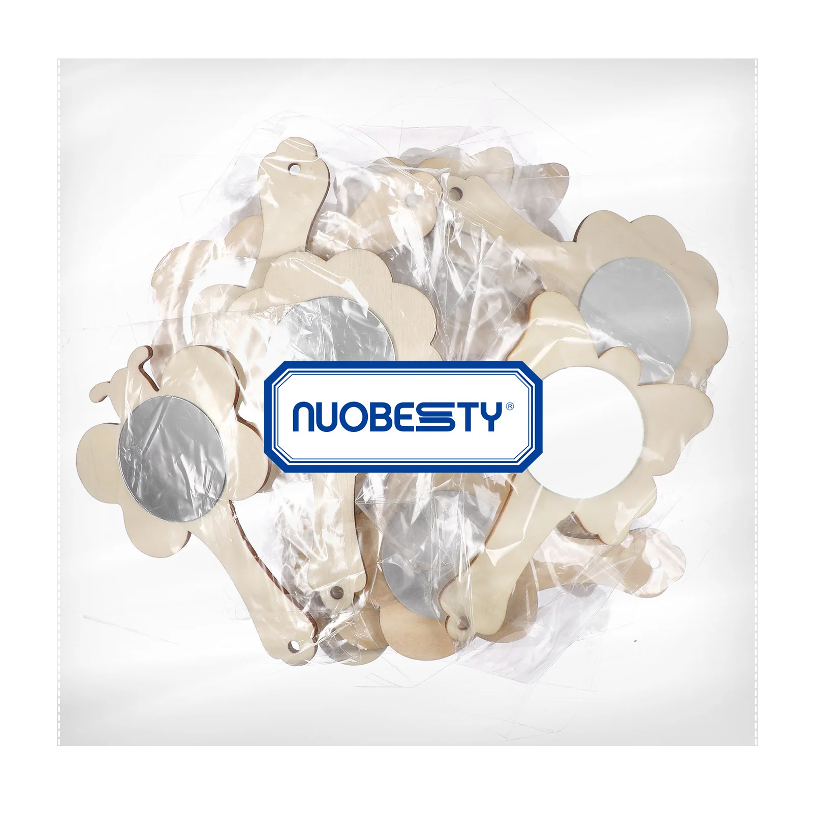 18 Pcs 공예 그림을위한 천연 나무 거울 어린이 교육 미완성 프리미엄 휴대용 미니 나무 거울 장난감 크리 에이 티브