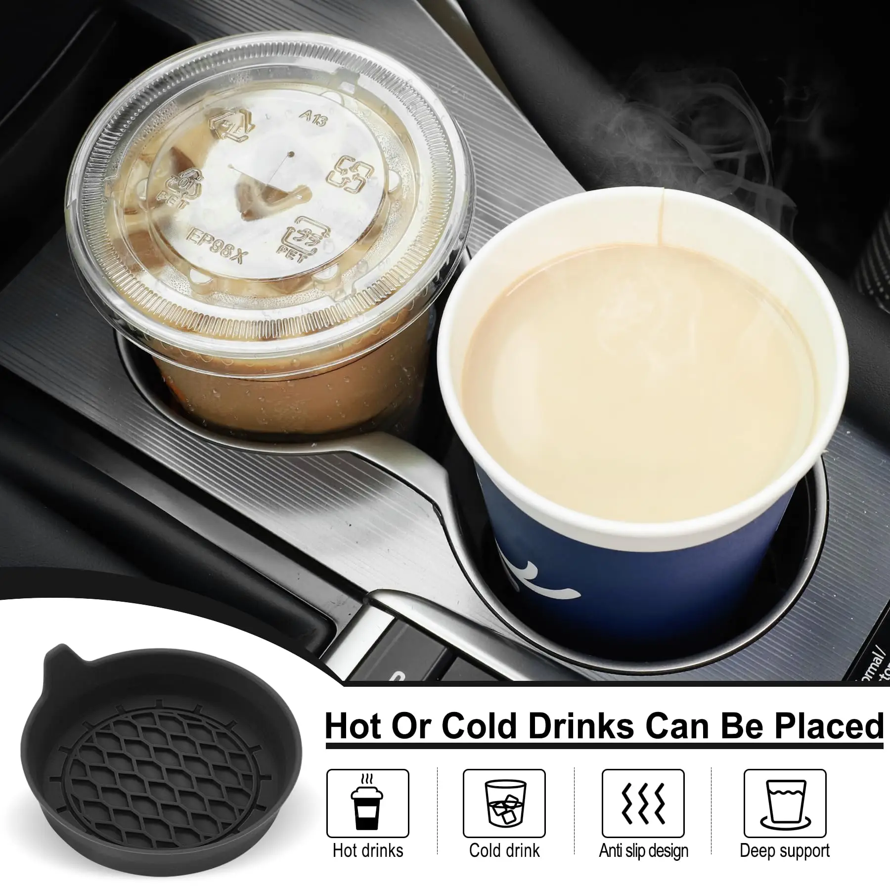 2/4pcs Car Cup Holder Coaster Silicone Cup Holder Insert Universal Non-Slip Cup Holders Car Accessories Interior Silent Cup Pad 4