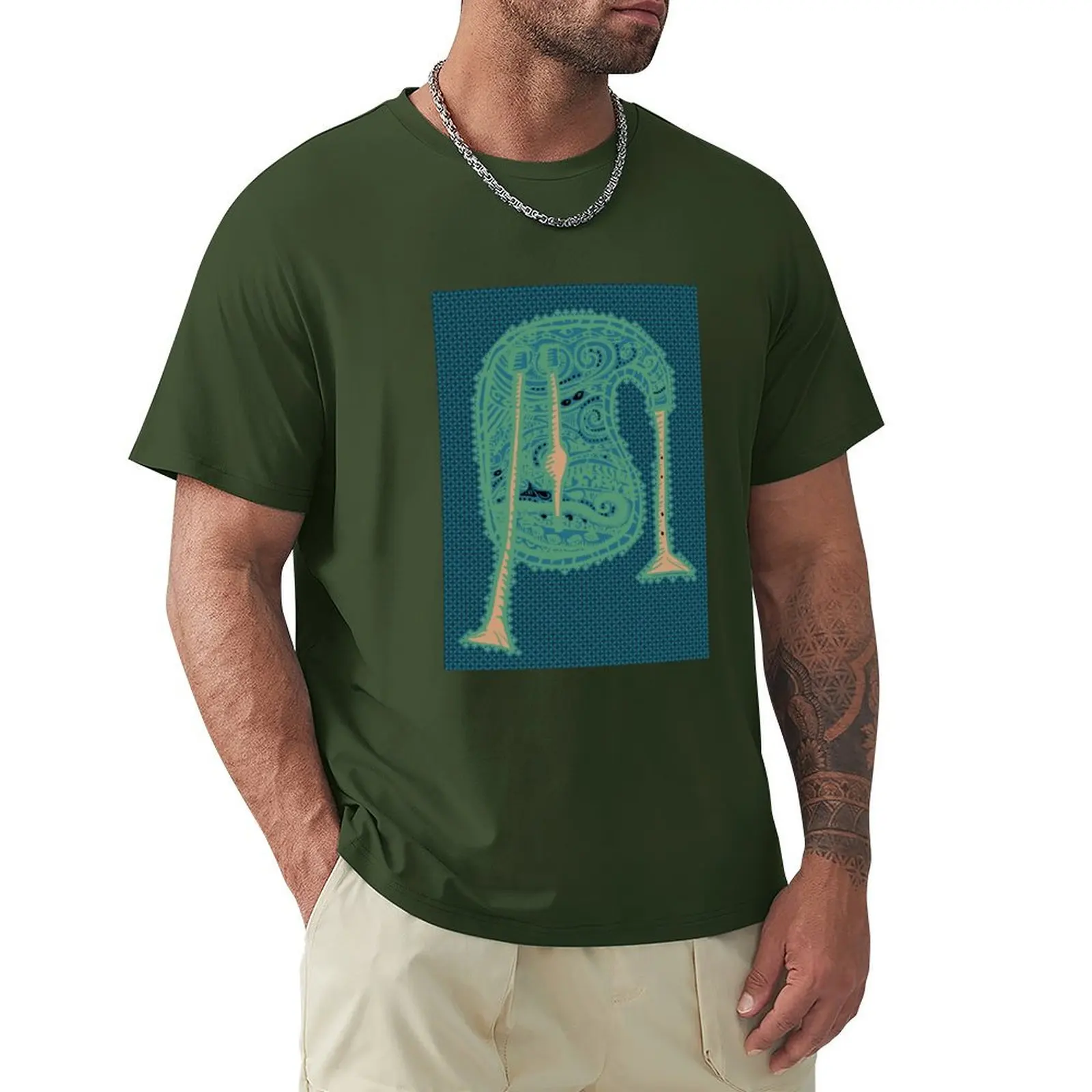 

Patterned bagpipes in green T-Shirt plus size tops sports fans mens cotton t shirts