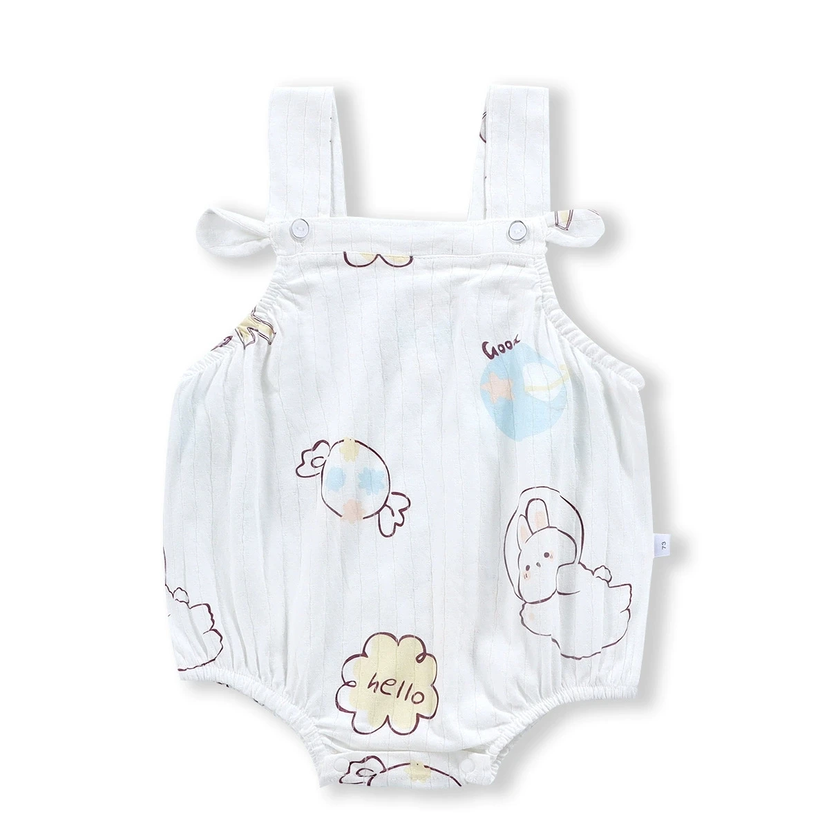 Baby Cartoon Print Suspender Romper, Newborn Infant Sleeveless Cotton Bodysuit Multi-Color Baby Onesie for Summer
