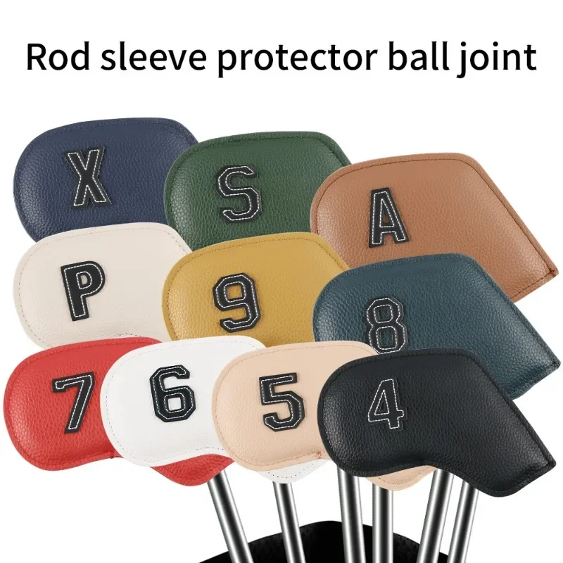 new-golf-iron-rod-sleeve-ball-arm-cap-double-sided-digital-pu-protective-cover-oil-edge-craft-color-cross-border-hot-selling