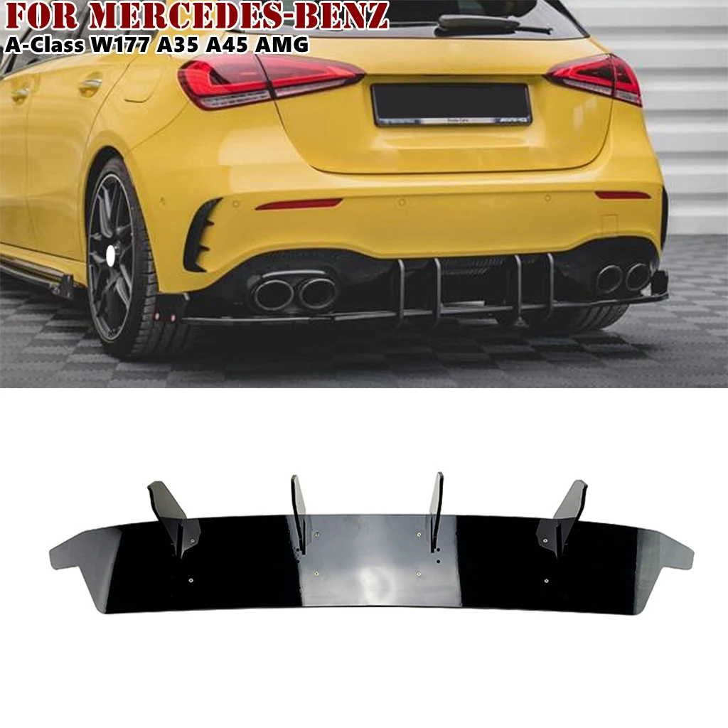 

1Pcs Black Car Rear Bumper Lip Diffuser Spoiler Splitter For Mercedes-Benz A-Class W177 A35 A45 AMG Rear Bumper Lower Guard