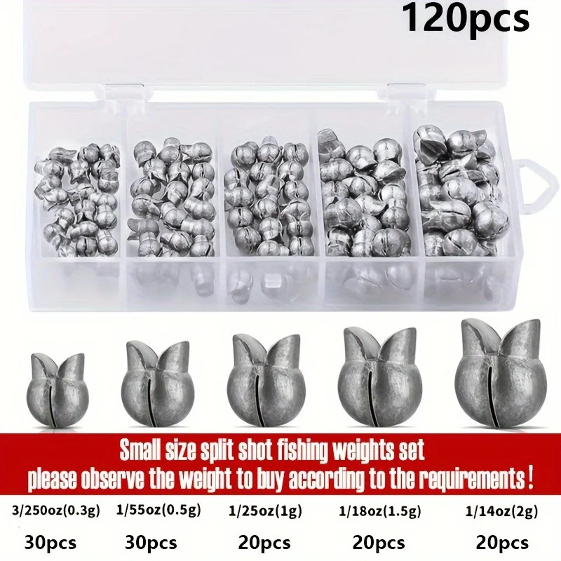 thumbnail image 2 of SANWEAL 120 PCS Fishing Weights Sinkers, Round Split Shot Sinkers With Hooks For Bass Trout Ice Fishing (Duckbill Opening), Large, BLACK 2 of 12