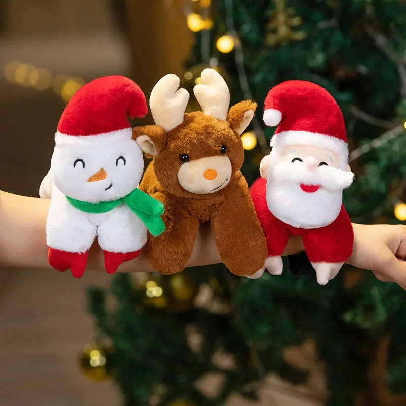 

Christmas Plush Toy Clap Circle Toys Slap Wrap Wristband Bracelet Santa Claus Doll Hand Ring Fun Hand Ring Decor Kids Xmas Gifts