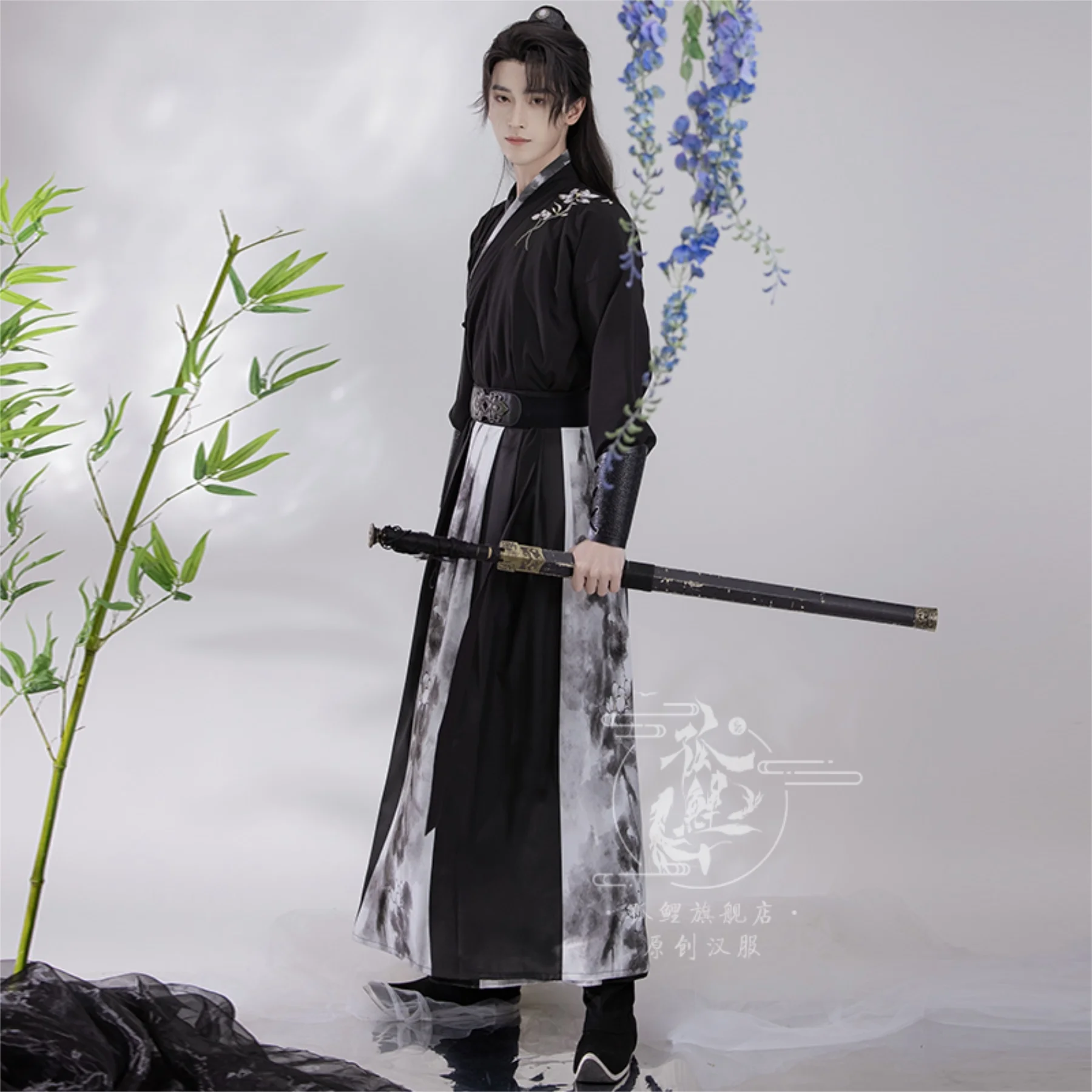 Hanfu Men's Ancient Chinese Hanfu Set Male Role Playing Costume Party Hanfu Men's Black Set Large