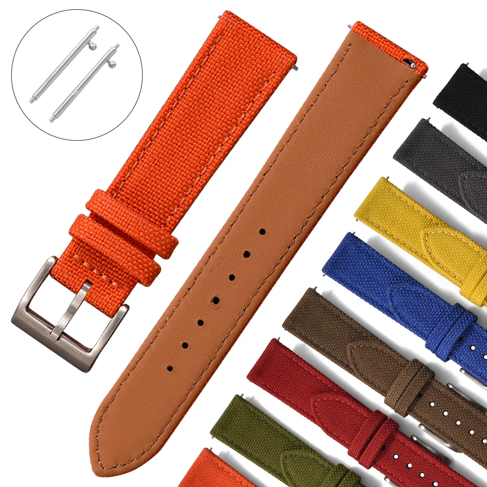 Hybrid Leather Nylon Quick Release Waterproof Sport Watch Band - Durable High-Quality Strap