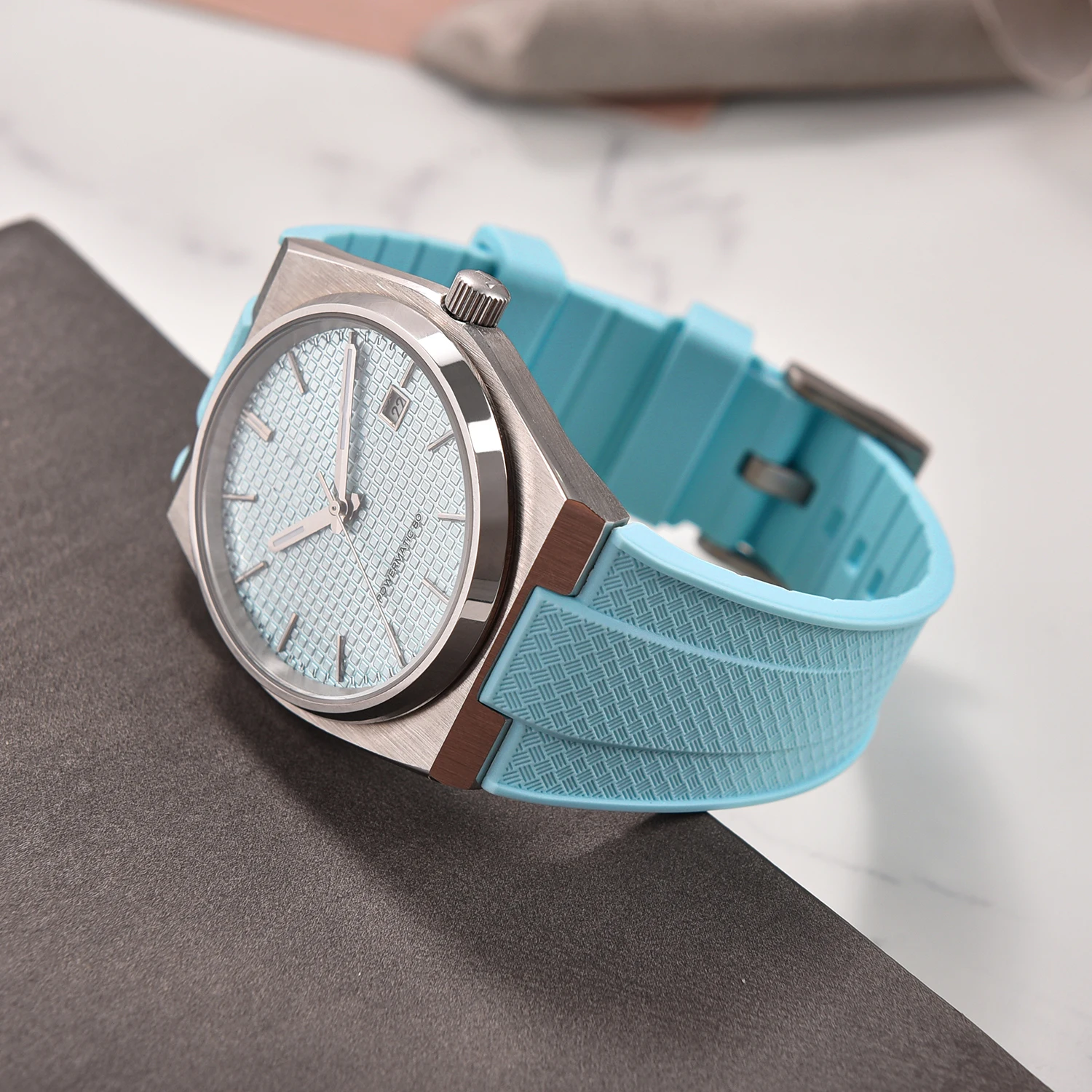 Flüssiges Silikon-Uhrenarmband, 12 mm, Schnellverschluss für Tissot PRX T137 Super Player 40 mm, langlebige Herren-Gürtel aus konvexem Gummi – Detail 6