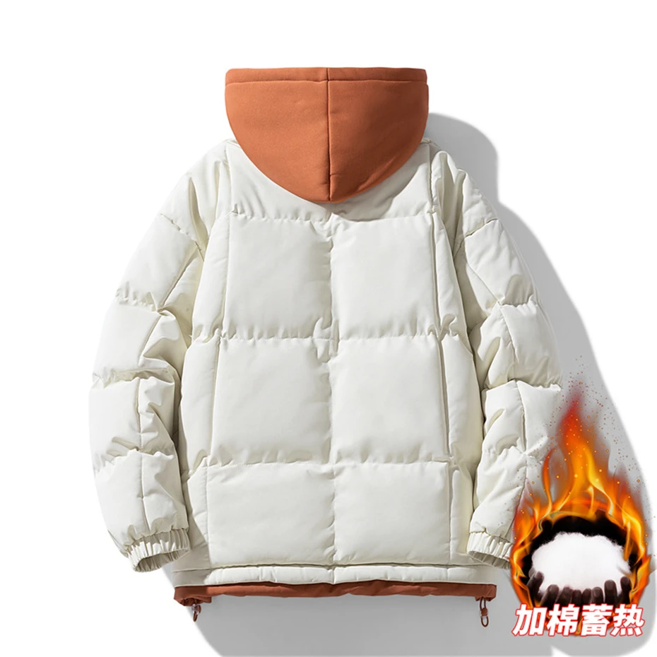 Padded Jacket Coat Men Winter Parkas Fashion Hooded Patchwork Padded Coats Waterproof Parkas Male Cargo Jackets