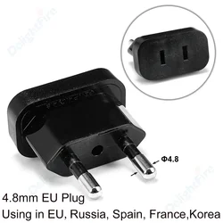 Universal EU Plug Adapter - EU Plug - Black 4.8mm