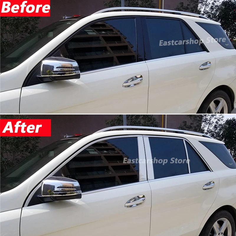 EASTERTIME B-Säulen Abdeckung Für Mercedes ML W164 - 6-teilig Glänzend Schwarz