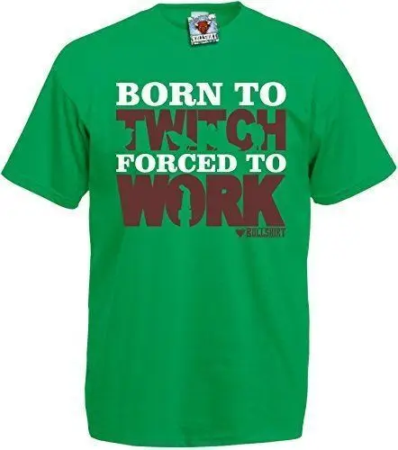 Born To Twitch T-Shirt Da Uomo Forzata Al Lavoro Bird Watching Regalo Divertente Natale