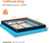 California King Floating Bed Frame with LED Lights Faux Leather Upholstered Cal King Size Platform Bed Frame No Headboard Black 2