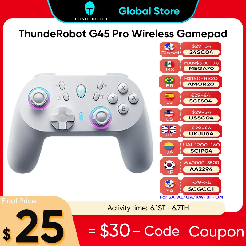 ThundeRobot G45 Pro Three-mode Wireless Gamepad Gaming Controller Hall Effect Built-in NFC  for Switch Windows PC STEAM TV