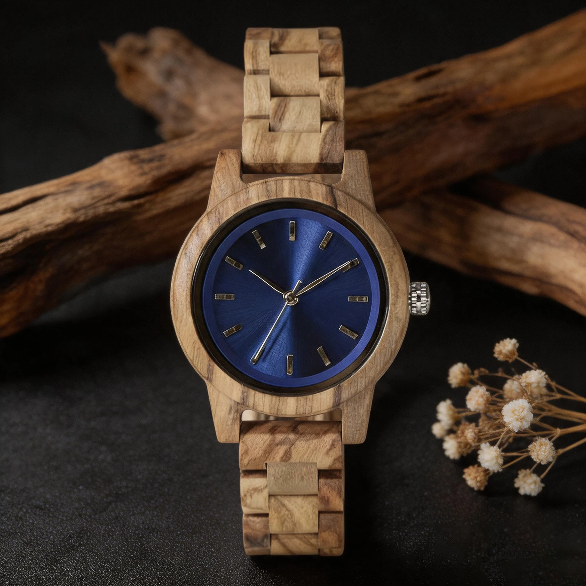 Women's Classic Minimalist Wood Strap Analog Wristwatch