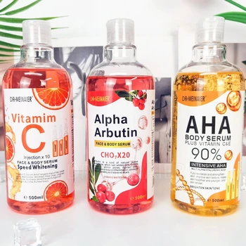500ML Vitamin C AHA HYALURONIC& NICOTINAMIDE Face Serum Spots Eraser Corrector Whitening Moisturizing Lightening Body Cream