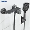 Gray Waterfall Bathtub Faucet With Hand Shower Brass Chrome Wall Mounted Bathroom Shower Mixer Tap Full Shower system Set 1