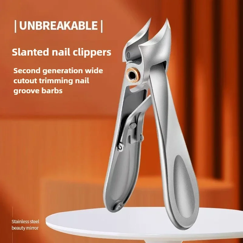 1pcs Toe Nail Clippers for Men Thick Ingrown Toenails Large Wide Jaw Opening Slanted Long Handle No Splash Fingernail Clipper