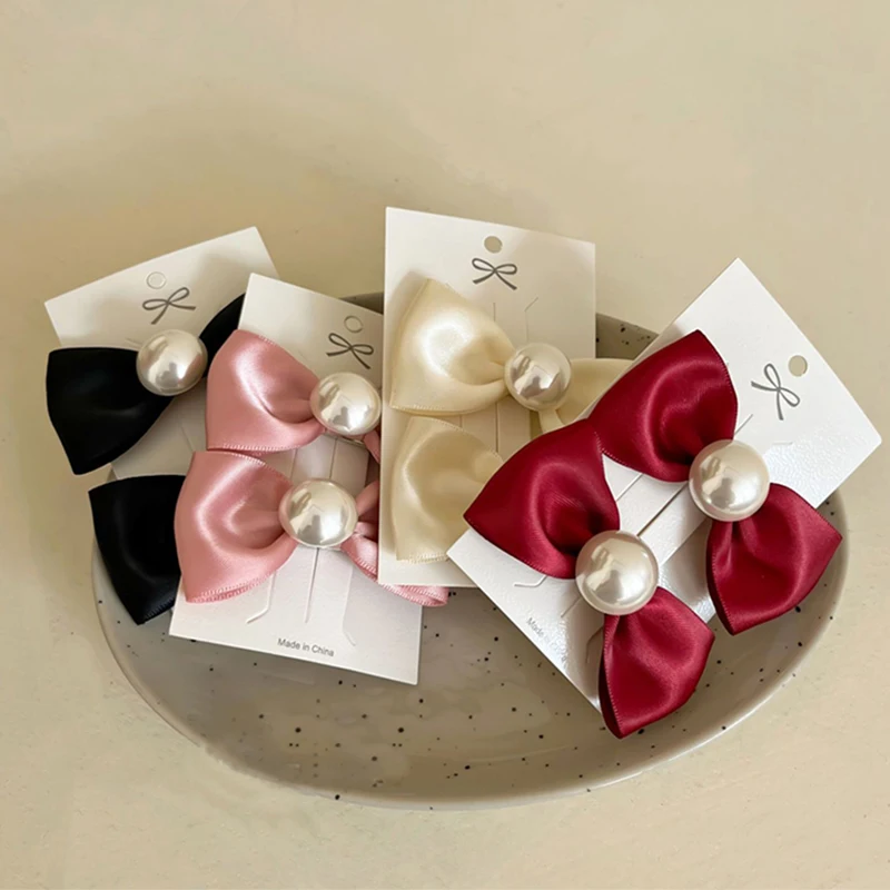 

Accesories Princes Hair Bows Girl With Simulated Big Pearls Fashion Kawaii Korean Child Sets Cute Hairpin Side Clip Baby Items