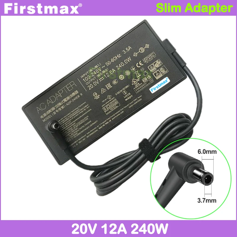 Fonte de Alimentação do Portátil 240w Carregador de Jogos 20v 12a para Asus Rog Gx550lx Gx701lx Gx735lxs Ga551qs Gu603zm A20240p1a Adaptador ac