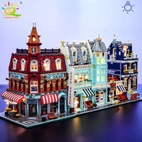 HUIQIBAO Toys MOC City Corner Coffee Shop Architecture Style Street View Micro Building Blocks for Children Construction Bricks 1