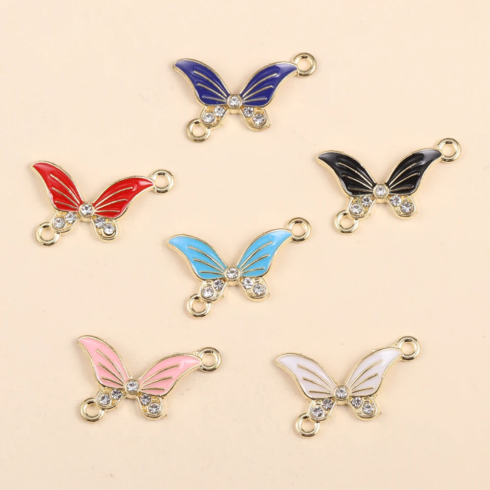 

10Pcs 6Colors Crystal Enamel Butterfly Charms Connectors DIY Jewelry Making Necklace Bracelet Pendants Handmade Craft Accessorie