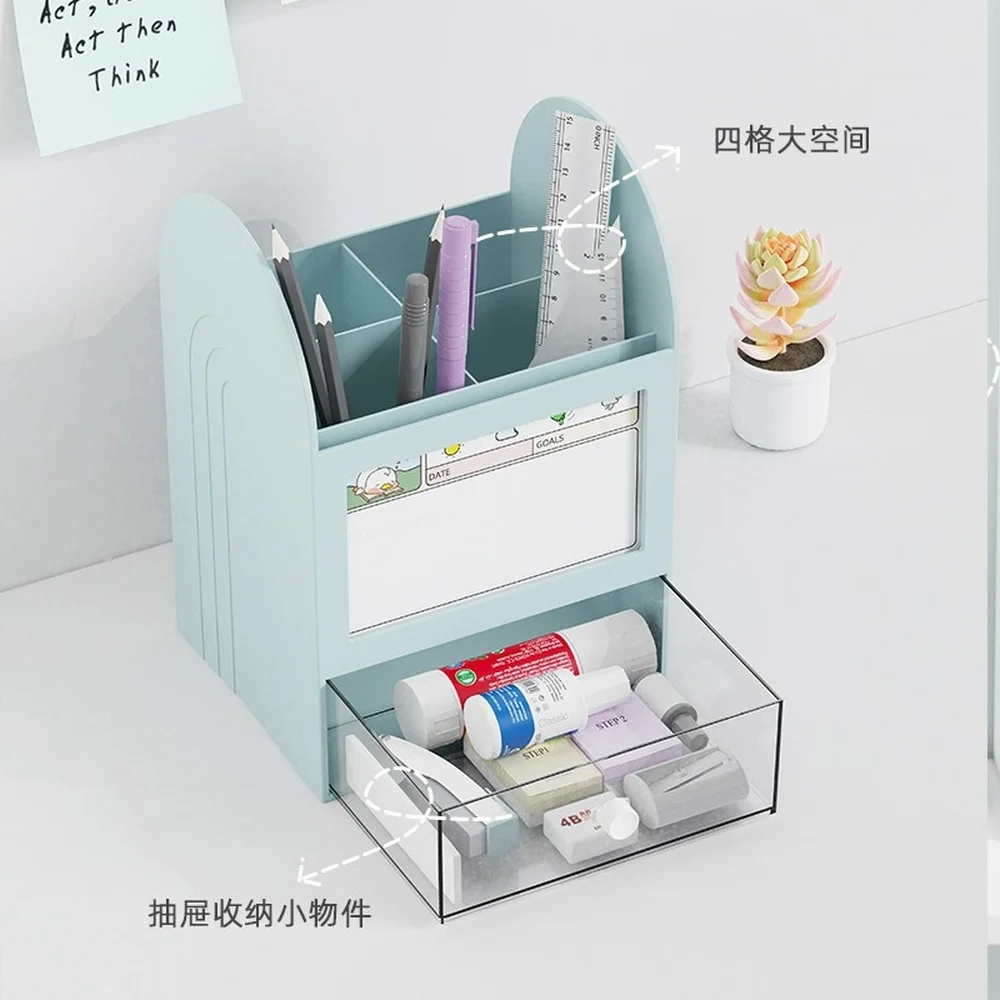 

Desktop storage box pen holder stationery storage grid pen box office plastic multi-grid pen holder creative multi-layer