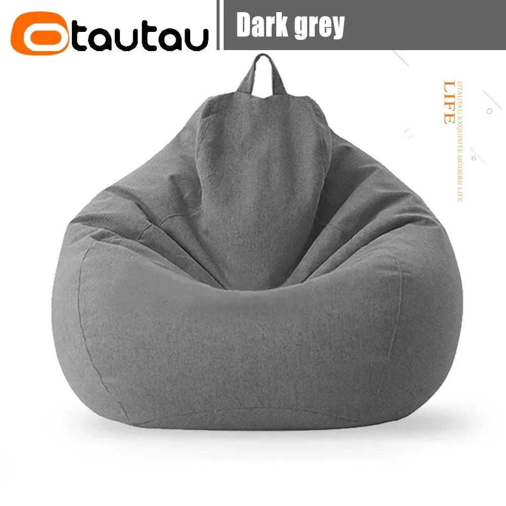 Cotton Linen Bean Bag Cover in Floor Corner Lazy Chair Design - Pouf Salon Ottoman Lounger Sac