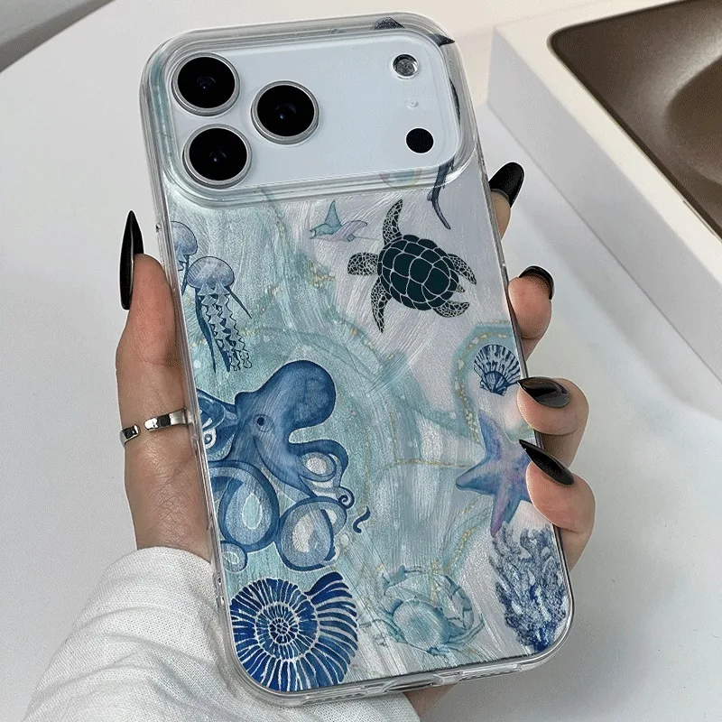Marine Life Pattern Art Cool Clear Phone Case