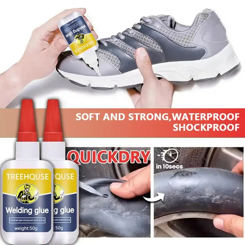 Welding Glue Strong Bond Oily Glue Waterproof 50ml With Precision Applicator Portable Welding Solution For Metal Rubber Leather