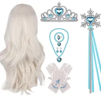 Elsa Wig Dress up Party Accessories Children Rayon Snow Queen Untie Hair Wig Headwear Kids Holloween Supply Princess Hair Wig
