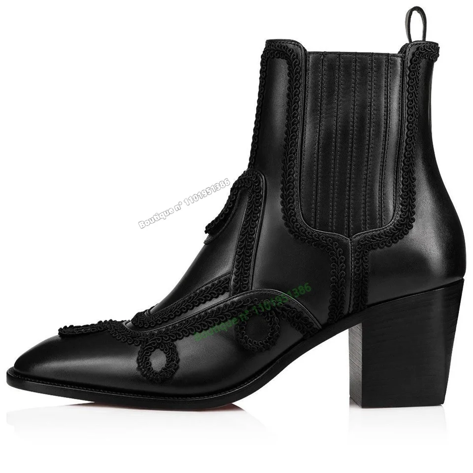 

Black PU Leather Men Boots Sewing Square High Heel Shoes for Men Pointed Toe Ankle Shoes on Heels 2023 New Zapatos Zara Hombres