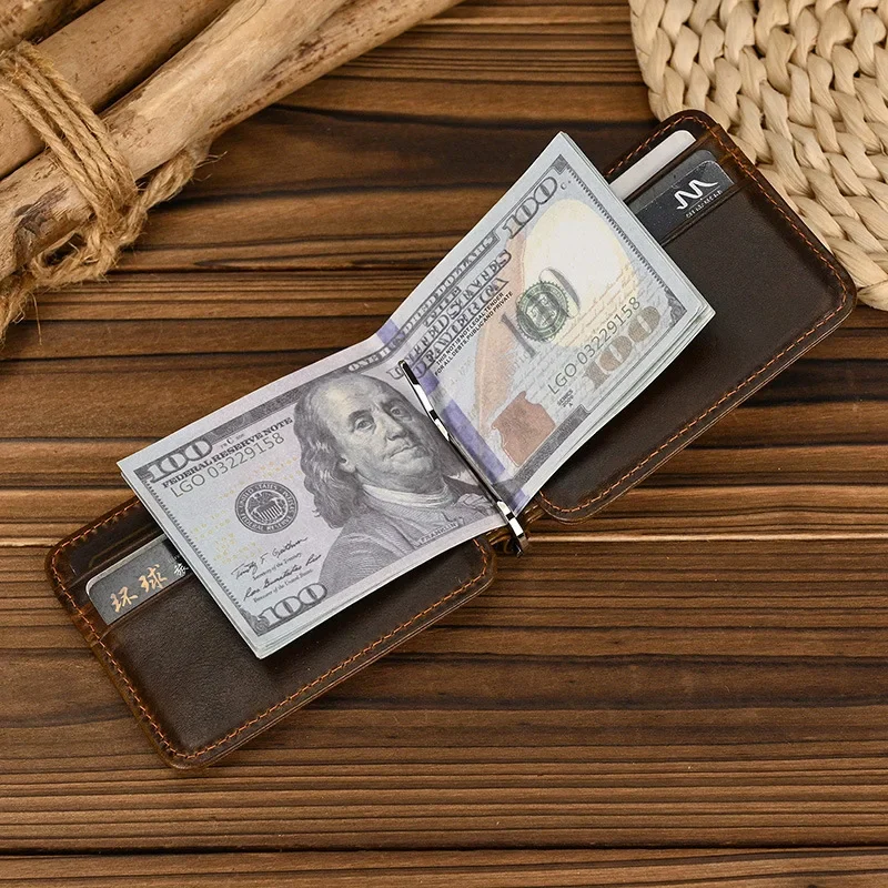 Genuine Leather Money Clip Wallet for Men and Women