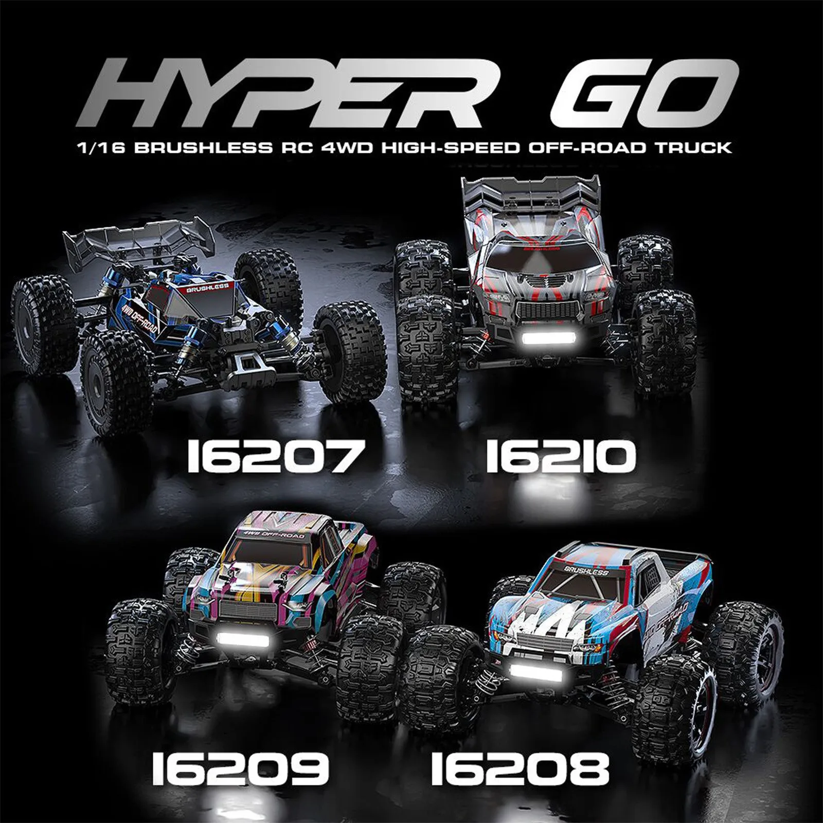 Mjx Hyper Go 16208 16209 16210 브러시리스 1/16 RC카, 원격 제어, 4wd 오프로드 레이싱, 고속 전기 취미 장난감 트럭, 2.4g