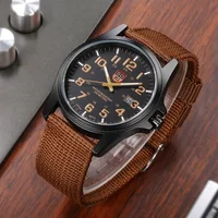 Luxury Watch Men Brown Men Nylon Strap Quartz Watch Fashion Simple Round Glass Dial Date Watch for Daily Work Sports 1