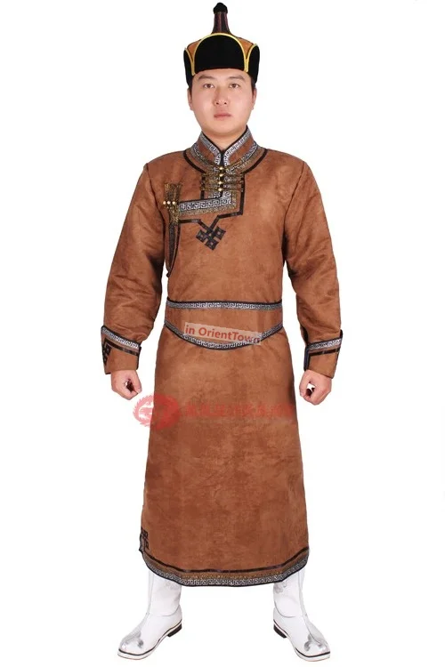 Male Robed Mongolia Clothes Male Costume Imitation Deerskin Velvet Mongolia Clothes Mongolian Robed Outfit
