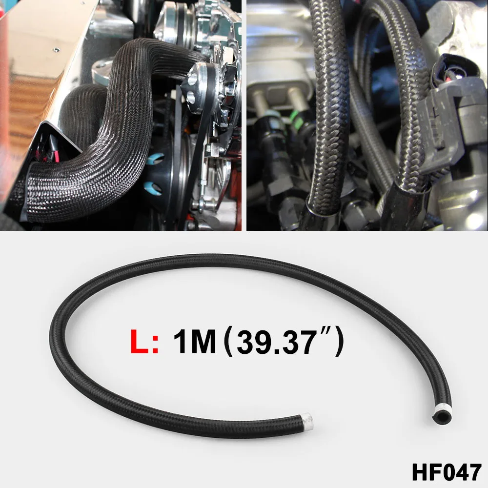 

1m AN4-AN12 Oil Cooling Pipe Nylon Braided Pump Gas Ethanol Fuel Hose Kit - Black Wholesale