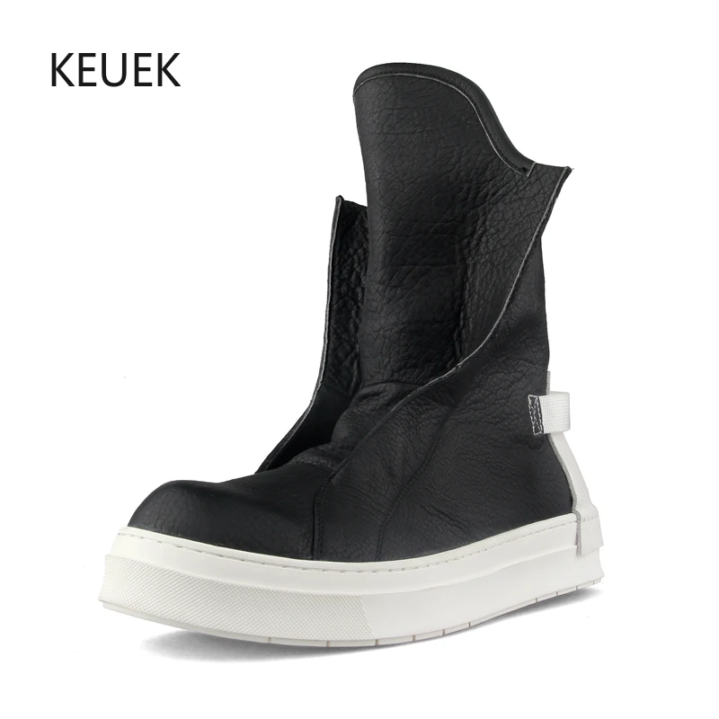 

Luxury Design High Top Sneakers Men Casual Shoes Flats Breathable Genuine Leather Slip-On Sport Board Shoes Men Outdoor Work 5A