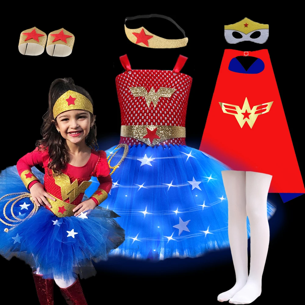 Disfraz de Diana Prince para niñas, disfraz de Halloween, fiesta