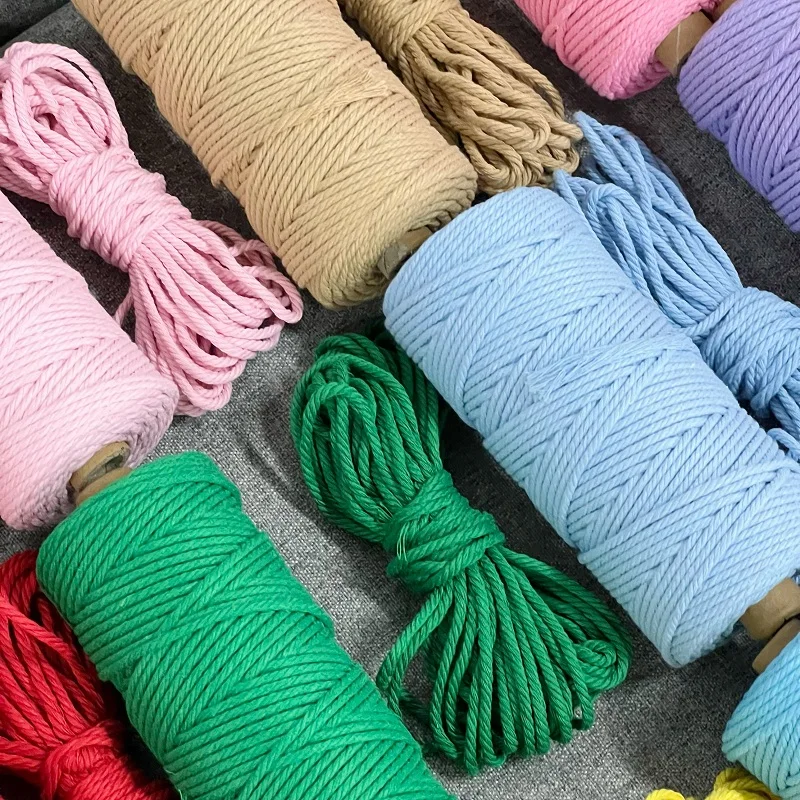 3 mm, 11 Yards, 35 Farboptionen, Makramee-Schnur, Baumwollseil, 4-lagig, gedrehter Makramee-Faden, Makramee-Zubehör, DIY-Bastelschnur, Heimdekoration – Detail 1