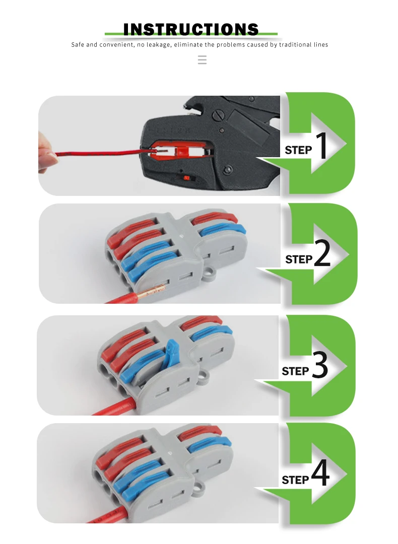 Description Picture 5 of itemQuick Wire Connector Universal Electrical Cable Push-in Terminal Block Conductor Lever Crimp SPL 42/62/82 Butt Home Junction Box