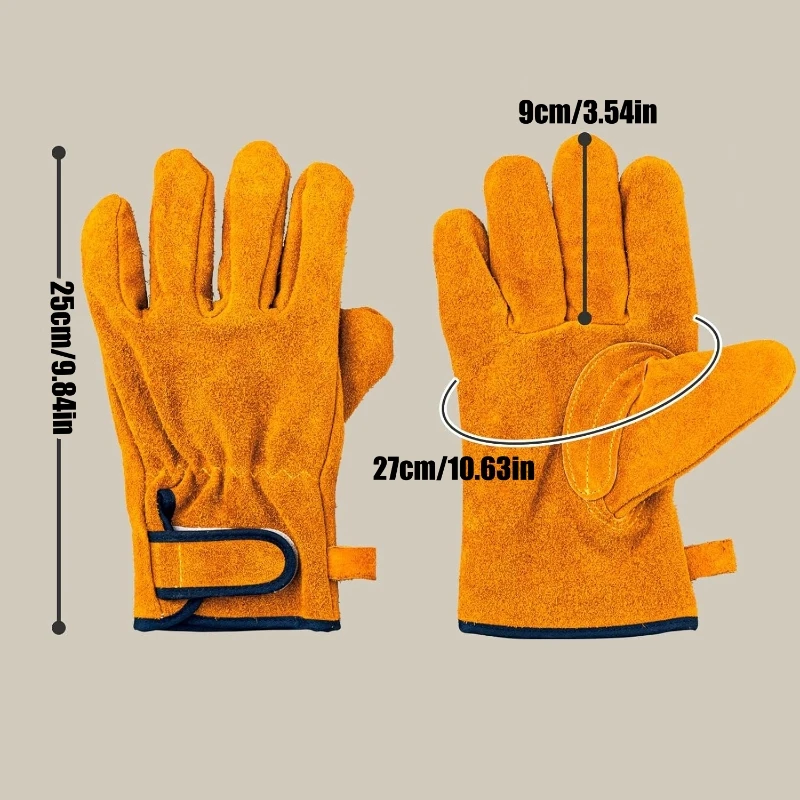Heat Resistant Fireproof Cowhide Safety Gloves for Welding, Gardening, and BBQ