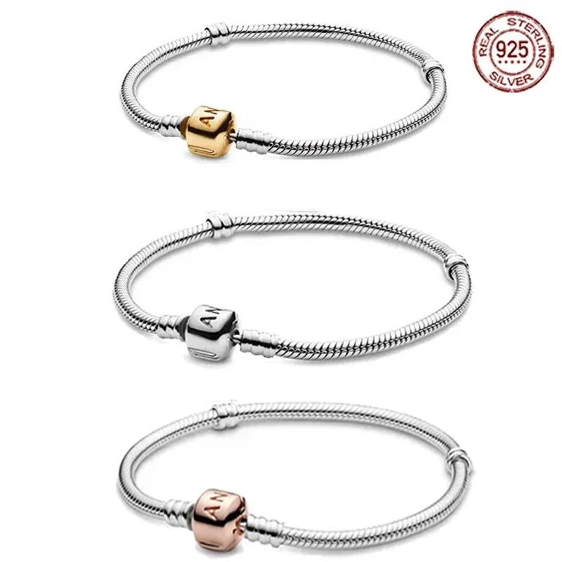 

Women's Jewelry 925 Sterling Silver High Quality Snake Bone Bracelet with Fitted Design Original Charm Bead DlY Exquisite Gift