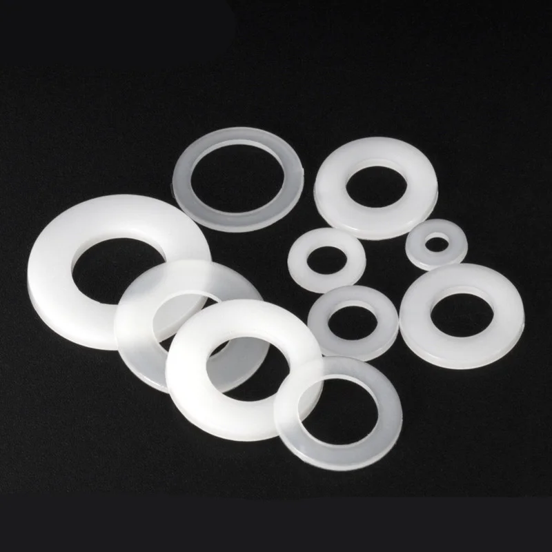 Description Picture 3 of item50/ 100pcs 0.3/ 0.5/ 0.8mm Black/ White Plastic Nylon Ultrathin Washer Flat Ring Seal Washer Gasket M2 M2.5 M3 M4 M5 M6 M8 M10