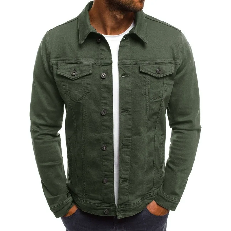 

Long Sleeve Denim Jackets For Men Autumn Casual Solid Color Slim Fit Shirt Coat Fashion Streetwear Male Winter Pocket Jacket