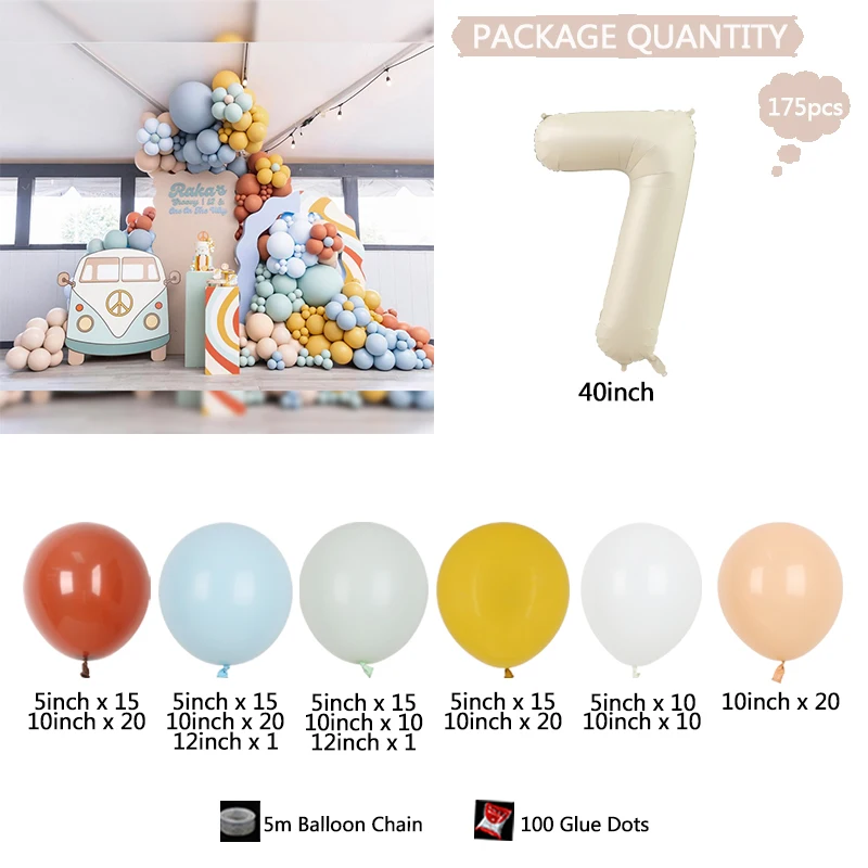 175 Stück Cartoon Bus Thema Bogen Girlande Ballon Set blau gelb Geburtstag Urlaub Party liefert Luftballons Baby party Feier – Detail 8