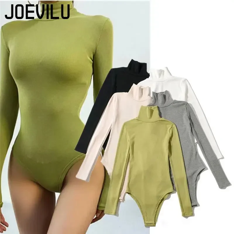 Tuta Elasticizzata Sexy Thread Dolcevita Manica Lunga Snap On T-Shirt Monopezzo Slim Fit Camicia Con Fondo Caldo Y2K Body Lingerie