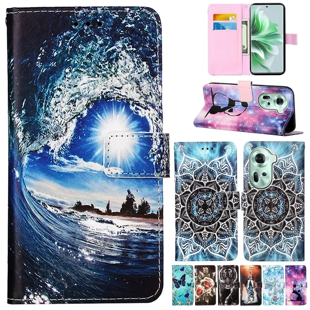 Leather Wallet Case with Artistic Design - Painted Cover