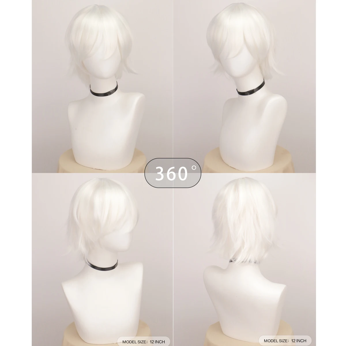 Synthetische Unisex 12 Zoll kurze Cosplay Haar Party weiß rot rosa blond orange gelb Perücken mit Pony Lolita Perücke für Männer Frauen – Detail 7