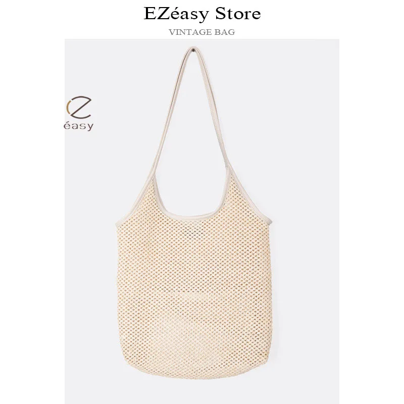 EZeasy Light Luxury Niche Designer Bags for Women Woven Bag Creative Fashion Straw Woven Bag Bucket Portable Bag Messenger Bags